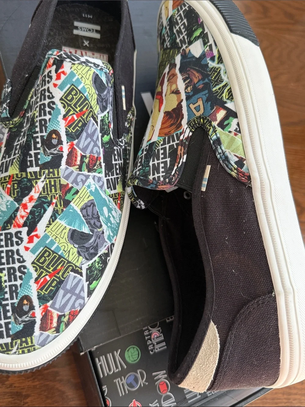 Toms x Marvel Multicolor Baja Comic Print Slip-On Sneakers